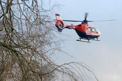 Horse fall woman airlifted to hospital