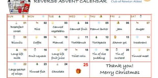 Reverse advent calendar to help Teignbridge residents in need