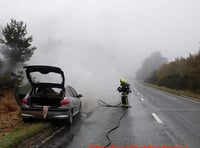 Teignmouth and Newton fire crews tackle A380 vehicle fire