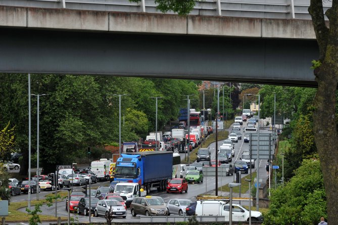 Gridlock on the A381 in Newton Abbot. Picture: Steve Pope