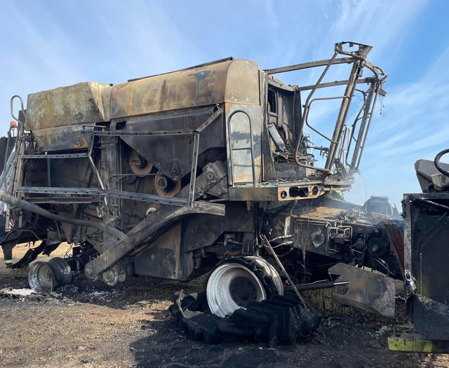 Ten acres destroyed in combine fire