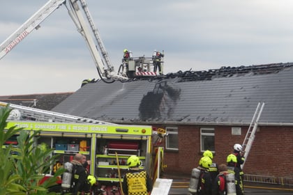 Fire crews fighting serious fire at Cheriton Bishop Village Hall

