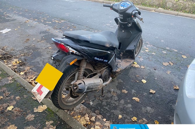This moped was seized by Newton Abbot's police who say it had been driven dangerously every day around town.
Picture: Newton Abbot Police (Dec 1 , 2022)