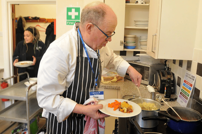 Chef Peter Little dishes up a hearty meal.