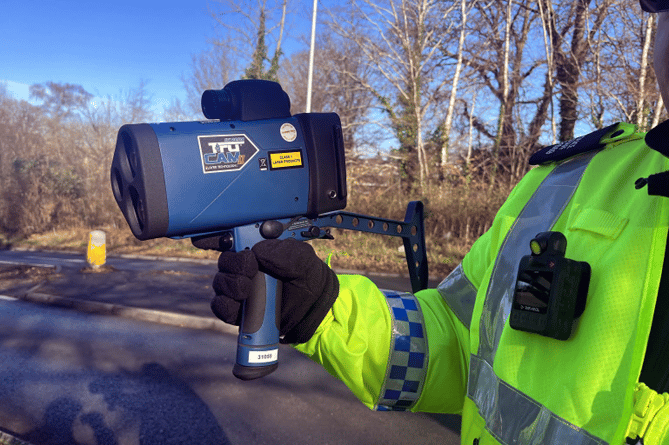 Police joined Newton Abbot’s Community Speed Watch Operatives to back the work the volunteers have been
carrying out to make the town’s streets safe from speeding drivers