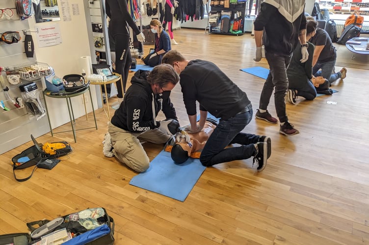 CPR training stock image