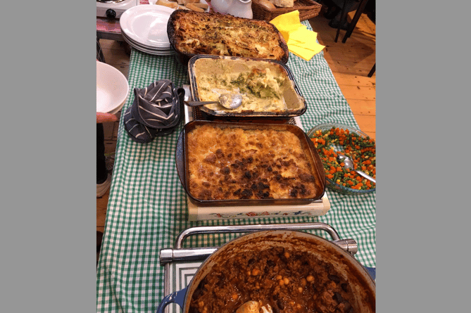 Some of the lovingly home-made food on offer at the latest community lunch at Bickington Village Hall