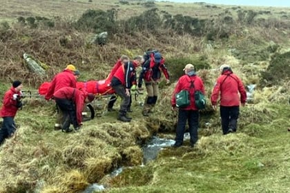 Walker with suspected broken ankle rescued from moors