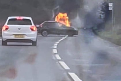 Campervan destroyed in fire on the A386