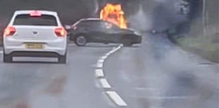 Campervan destroyed in fire on the A386