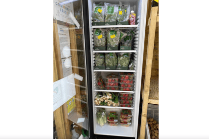 Supermarket champion Liz sees surplus food fill community fridge 
