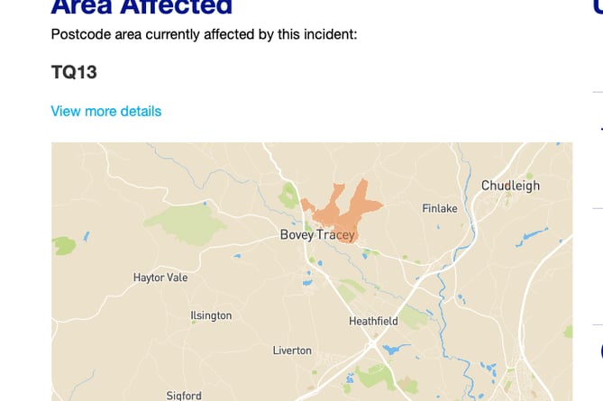 The area affected by the power cut tonight, Wednesday. Picture: National Grid (3-5-23)