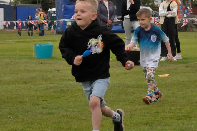 The egg and spoon race proved popular at Kingskerswell's Coronation event