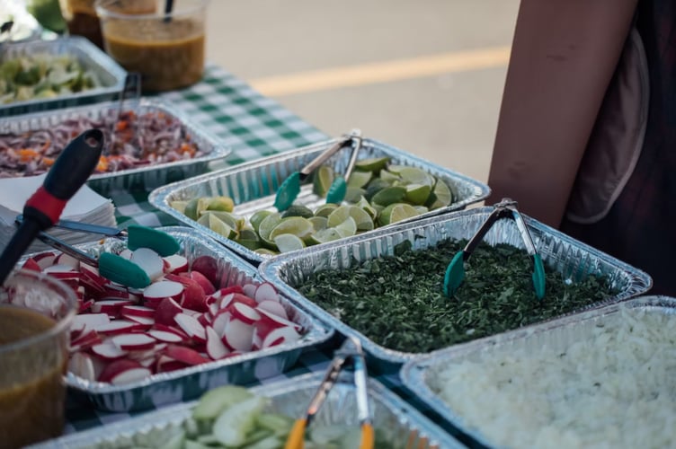 food stall stock image