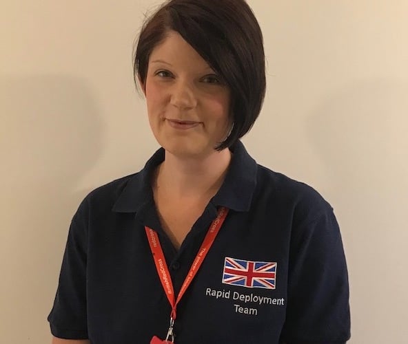 Red Cross volunteer Kate Bedding, 41, from Devon, has returned home after supporting people evacuated from Sudan.  
Picture: Red Cross (22-5-23)