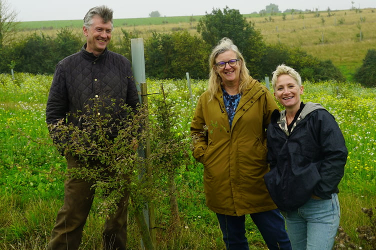 Andy Gray with Charlotte Smith (presenter of BBC ‘Farming Today’) and Lucy Speed (actor, Stella Pryor on BBC ‘Archers’), who is named as a finalist for the prestigious 2023 BBC Food and Farming Awards in the Farming the Future category.  Image: BBC