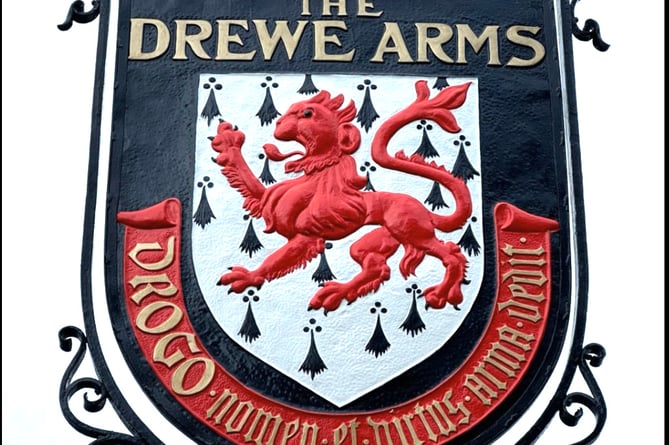 The Drewe Arms sign has been put in place ready for the re-opening.
