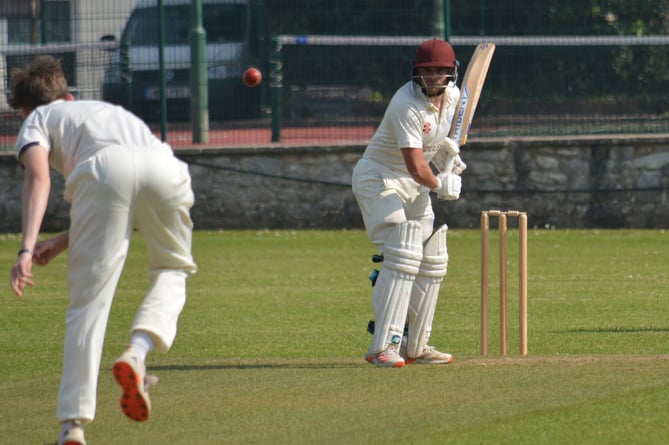 South Devon's Danny Duke on the way to a top score of 36 not out in his side's eight-wicket win over Yelverton