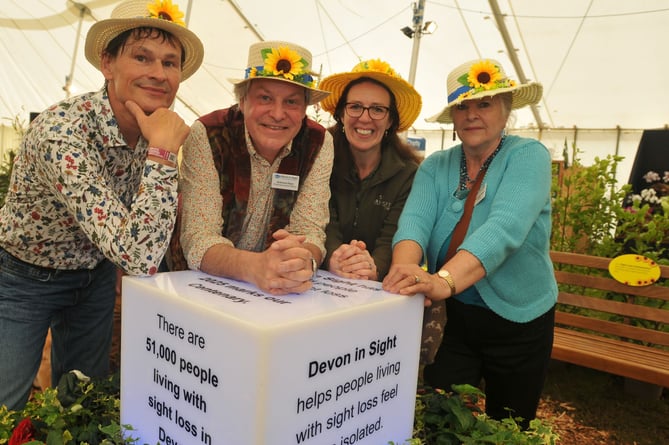Devon County Show. Devon in Sight sensory garden designers.  From left: Stuart Barker, Grahame Flynn, Tammy Falloon and Marilyn Minter-Newson