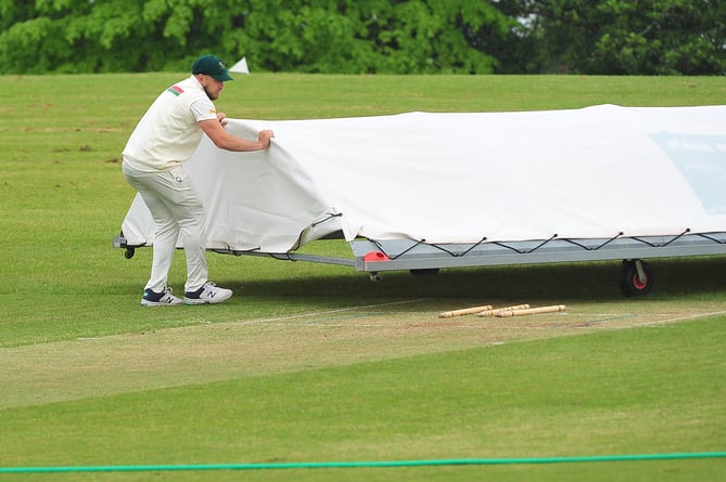 Devon Cricket League B Division.    Teignmouth & Shaldon versus Stoke Gabriel. Rain stops play