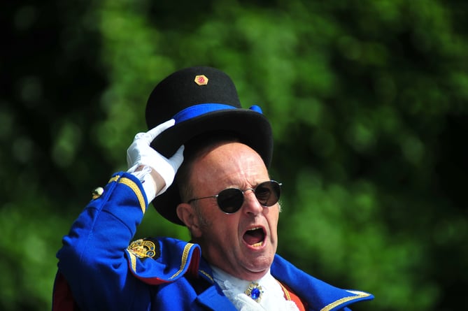 The inaugrual  Kingsteignton Town Crier Competition. Axminster crier Nicolas Goodwin