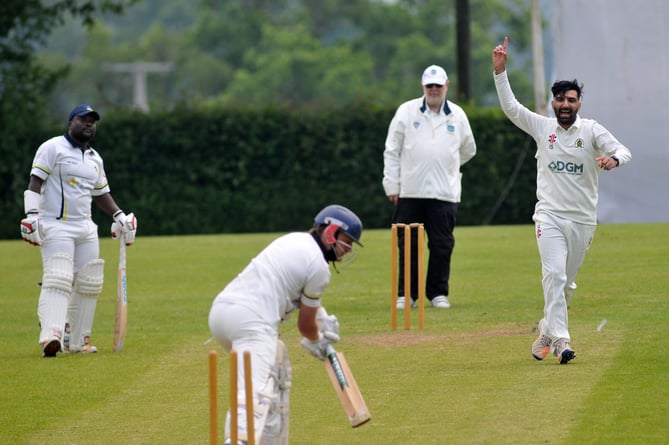 Devon Cricket League A Division.  Abbotskerswell versus Plymstock. Abbots' Inder Singh