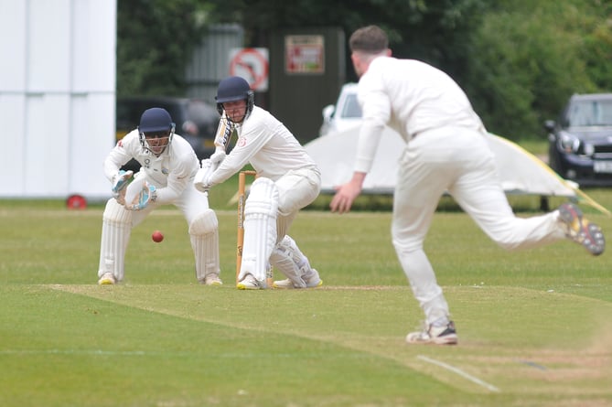 Devon Cricket League E Division West. Torquay and Kingskerswell 2nd XI versus Chagford. Torquay 'keeper  Fiaz Ebrahim and Chagford's James Fulner


