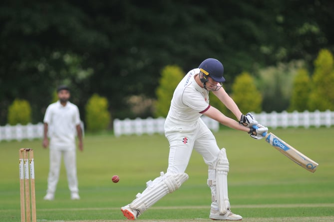 Devon Cricket League D Division West. Ipplepen 2nd XI versus Dartington and Totnes 1st X!.  Pen's Hugo Denman
