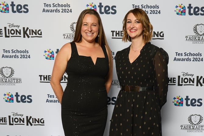 Keira Wylie and Lucie Wagner, of Teign School, at the teaching awards ceremony 