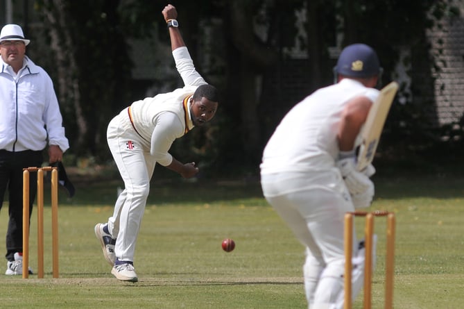 Devon Cricket League C Division West .  South Devon 1st XI vs Paignton 2nd XI. South Devon's Mali Marshall