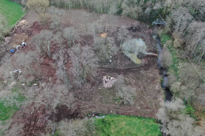 An aerial view of the site at Kingsteignton 