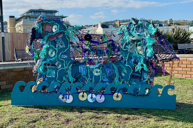 The Great Wave by Montgomery Primary School aims is part of the Teignmouth Recycled Art in the Landscape sculpture trail 2024