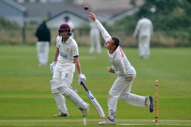 Devon Cricket League E Division West. Teignmouth and Shaldon 2nd XI versus Lewdown 1st XI. Match was abandoned due to rain after 13 overs with both sides being awarded nine points. Teignmouth and Shaldon's Harry Waggett