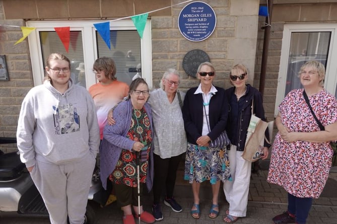 Descendents of Francis Morgan Giles gather as the blue plaque at the site of his shipyard is unveiled