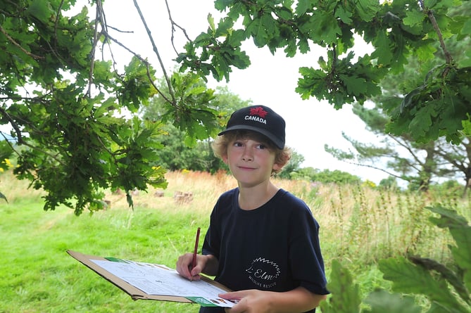 Ogwild open day at Rectory Field in Ogwell.  Sam McLaughlin (10)  from Newton Abbot busy counting butterflies