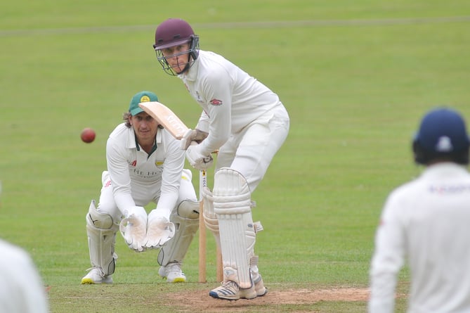 Devon Cricket League B Division. Ipplepen  versus Budleigh Salterton. Penn's Noah Rider and Budleigh 'keeper Daniel Messom