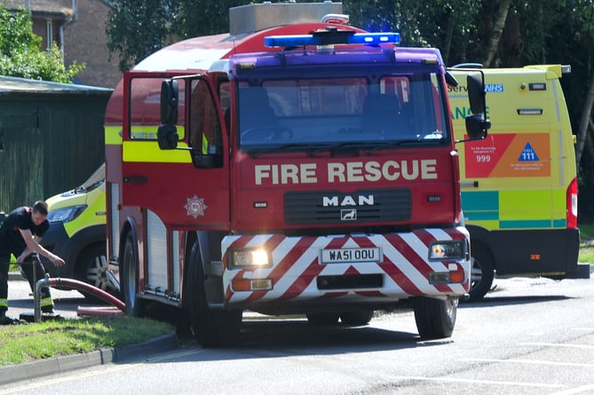 Emergency services at the scene of a mayor fire on Heathfield Industrial Estate near Bovey Tracey