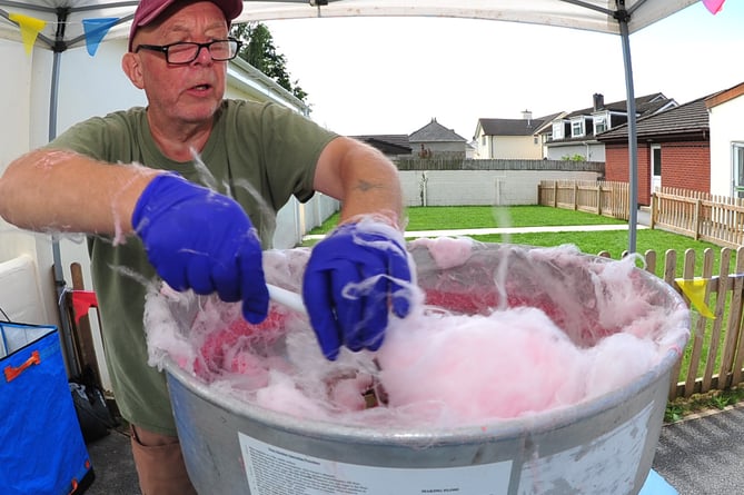 Kingsteignton Community Festival.  The candy floss man Nigel Evans