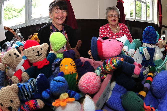 Kingsteignton Community Festival.  Sue Welland and Carole Steere from Kingsteignton Knit and Natter