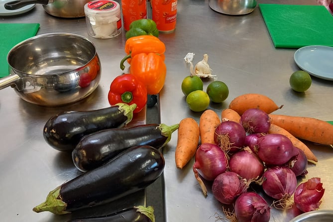 Vegetables for use in Tagine as part of Crafty Cook CIC course for adults with support needs with Teignbridge CVS