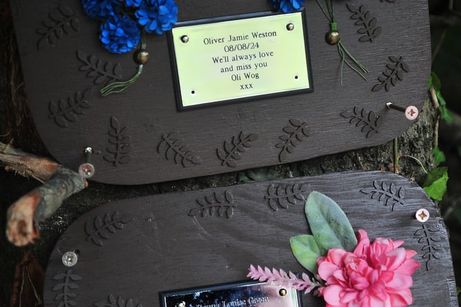 Floral tributes left at the site on the unclassfied road linking Haldon Hill and Telegraph Hill where two teenagers died  following a single vehicle RTC on August 8