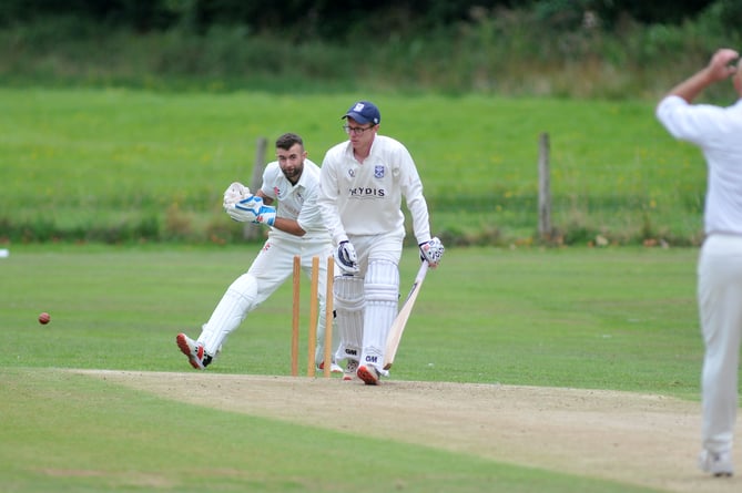 Devon Cricket League D Division West.  Kenn versus Dartington and Totnes. Kenn's Harry Gaydon is dismissed by Justin Osborne