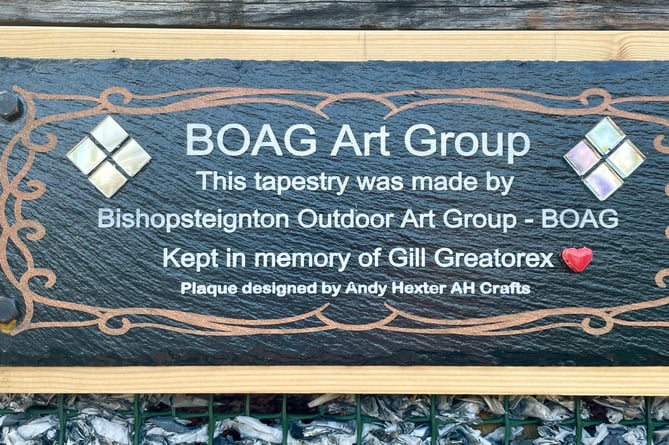 The plaque on the artwork commemorates Gill Greatorex who was a leading light of BOAG and a keen supporter of Sustainable Bishop