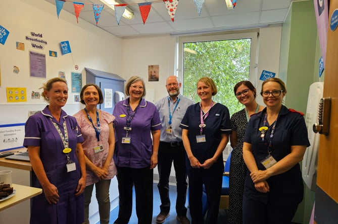 Members of Torbay and South Devon's maternity and estates team at the opening of the new infant feeding room