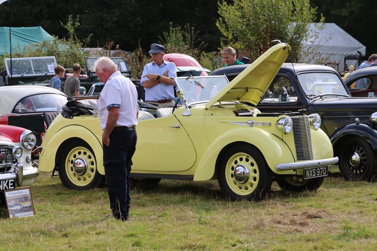 Classic cars catch the eye in the showground at Lustleigh Show