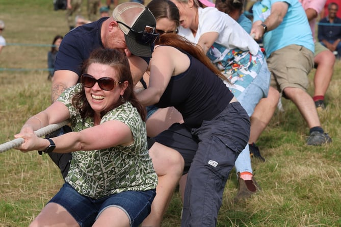 The Brookfield Bashers Tug-of-War team pull to victory at Lustleigh Show