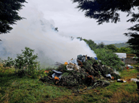 Fire crew tackles large waste pile fire 