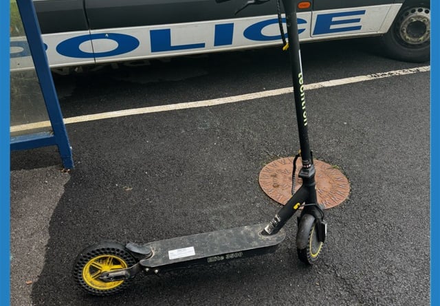 e-scooter seized by police. Photo Newton Abbot police 