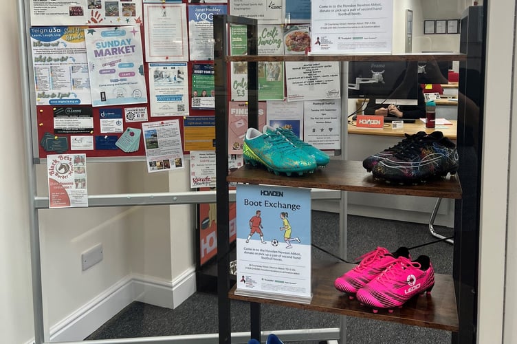 The boot exchange shelf at Howden Insurance in Newton Abbot