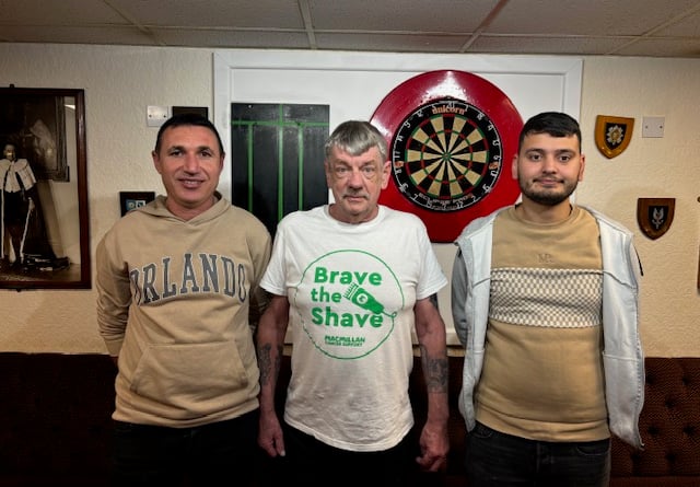 Erham Böke and Ali Yilmaz from Taji Turkish Barbers volunteered to wield the scissors at Glynn Smith's charity hair cut.